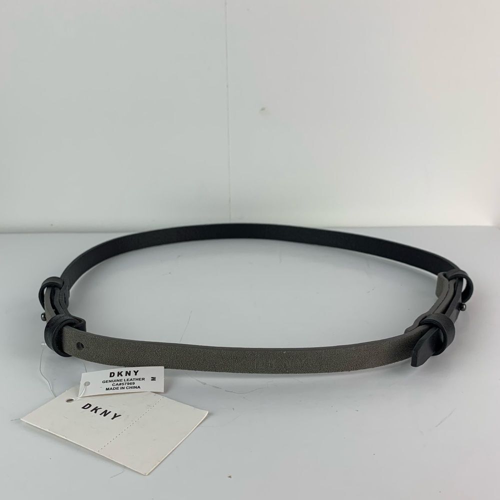 Nwt DKNY black genuine leather and gray suede belt size medium